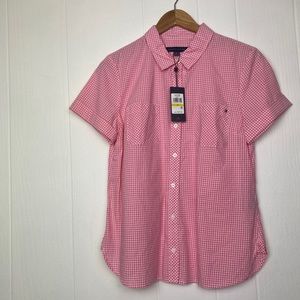 NEW Tommy Hilfiger Pink Soft Button Up Womens Top